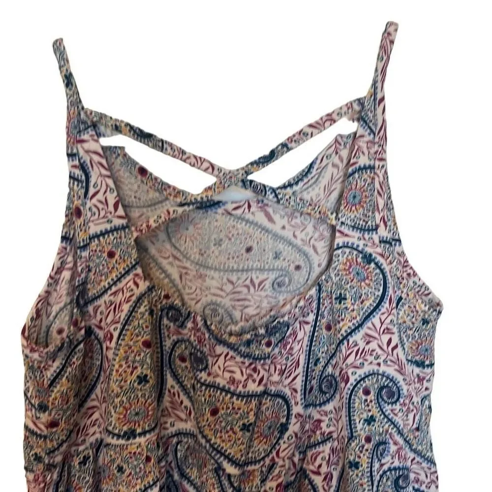 Old Navy Girls XL Pink Blue‎ Paisley Print Tiered Ruffle Sundress Dress Beachy